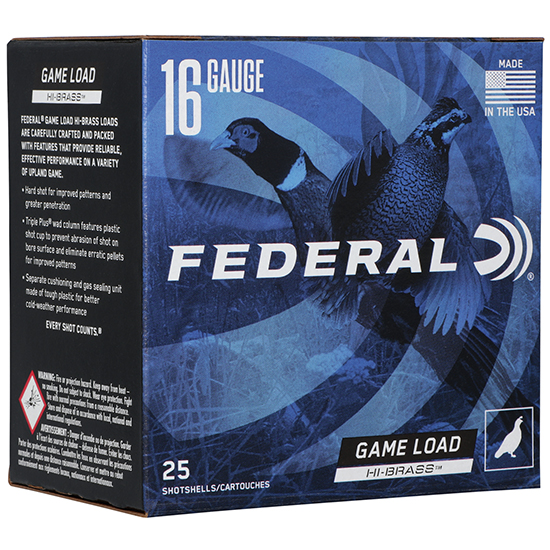 FED GAME-SHOK HI-BRASS 16GA 1-1/8OZ #7.5 25/10 - Ammunition